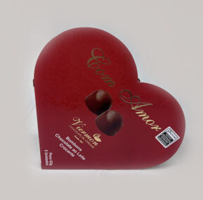 Caixa de bombom em formato de coração de chocolate ao leite 5 unidades totalizando 62gramas