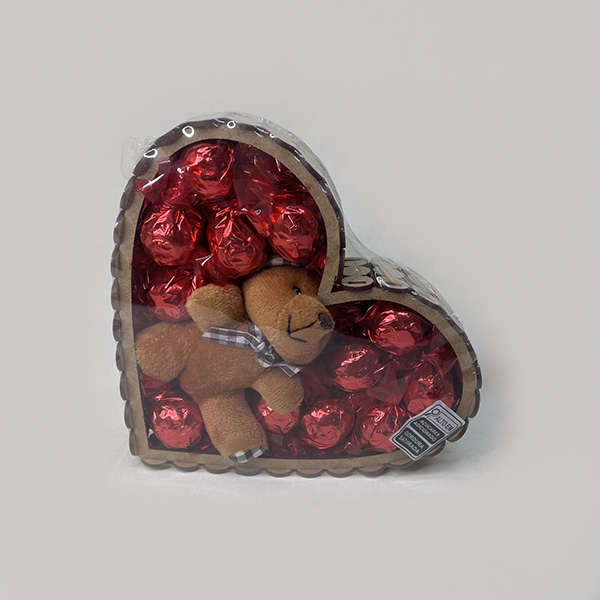 Bombons Chocolate Viermon Coração com Pelúcia Marrom