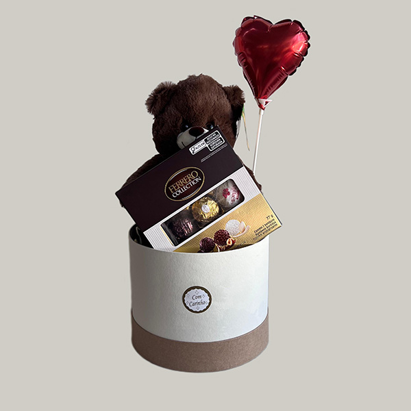 Box Encanto com Pelúcia, Ferrero Rocher Collection e Balão de Coração