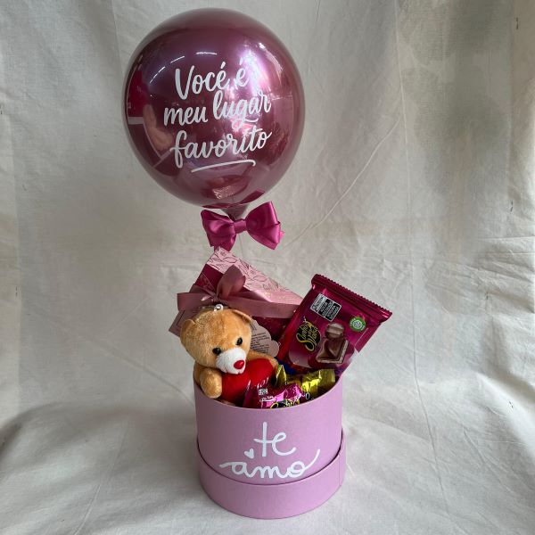 ARRANJO ROSA BALÃO E PELUCIA PEQ 2